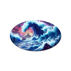 Storm Tsunami Waves Ocean Sea Nautical Nature Sticker (oval)