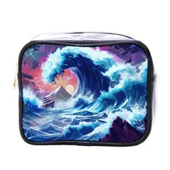 Storm Tsunami Waves Ocean Sea Nautical Nature Mini Toiletries Bag (one Side)