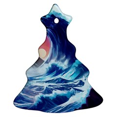 Storm Tsunami Waves Ocean Sea Nautical Nature Christmas Tree Ornament (two Sides)