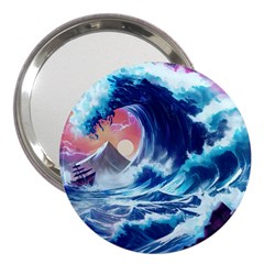 Storm Tsunami Waves Ocean Sea Nautical Nature 3  Handbag Mirrors