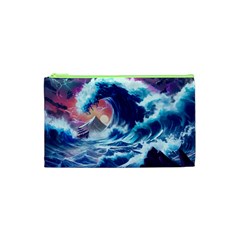 Storm Tsunami Waves Ocean Sea Nautical Nature Cosmetic Bag (xs) by Ravend