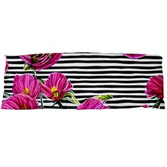 Pink Flowers Black Stripes Body Pillow Case Dakimakura (two Sides) by GardenOfOphir