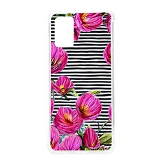 Pink Flowers Black Stripes Samsung Galaxy S20plus 6 7 Inch Tpu Uv Case by GardenOfOphir