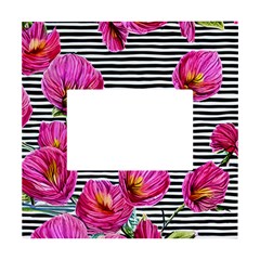 Pink Flowers Black Stripes White Box Photo Frame 4  X 6  by GardenOfOphir