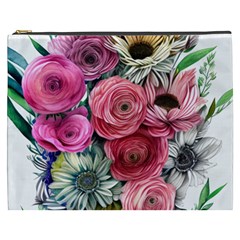 Charming Watercolor Flowers Cosmetic Bag (xxxl) by GardenOfOphir