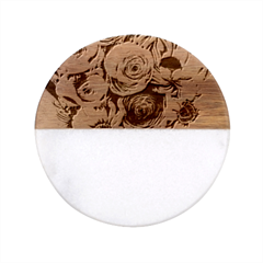 Charming Watercolor Flowers Classic Marble Wood Coaster (round)  by GardenOfOphir