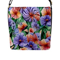 Amazing Watercolor Flowers Flap Closure Messenger Bag (l) by GardenOfOphir