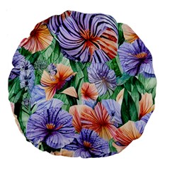 Amazing Watercolor Flowers Large 18  Premium Flano Round Cushions by GardenOfOphir