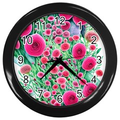 Bounty Of Brilliant Blooming Blossoms Wall Clock (black) by GardenOfOphir