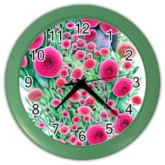 Bounty Of Brilliant Blooming Blossoms Color Wall Clock