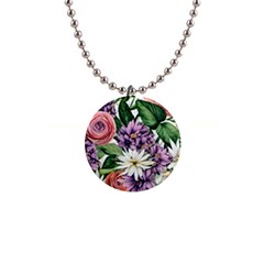 Brilliant Blushing Blossoms 1  Button Necklace by GardenOfOphir