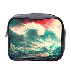 Storm Tsunami Waves Ocean Sea Nautical Nature Painting Mini Toiletries Bag (two Sides)