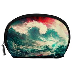 Storm Tsunami Waves Ocean Sea Nautical Nature Painting Accessory Pouch (large)