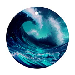 Tsunami Tidal Wave Ocean Waves Sea Nature Water Ornament (round) by Ravend