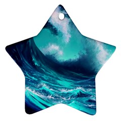 Tsunami Tidal Wave Ocean Waves Sea Nature Water Ornament (star)