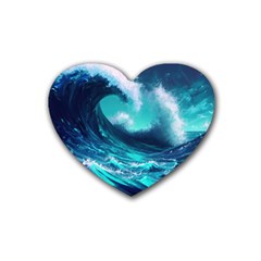 Tsunami Tidal Wave Ocean Waves Sea Nature Water Rubber Coaster (heart)