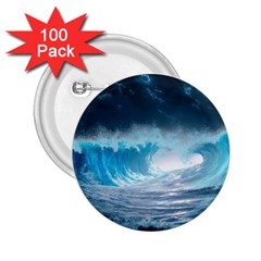 Thunderstorm Storm Tsunami Waves Ocean Sea 2 25  Buttons (100 Pack) 