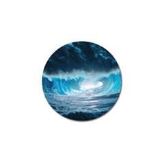 Thunderstorm Storm Tsunami Waves Ocean Sea Golf Ball Marker by Ravend