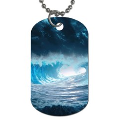 Thunderstorm Storm Tsunami Waves Ocean Sea Dog Tag (two Sides) by Ravend