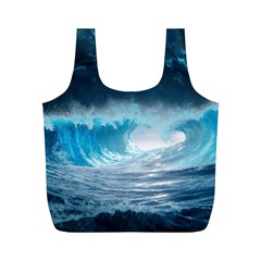 Thunderstorm Storm Tsunami Waves Ocean Sea Full Print Recycle Bag (m)