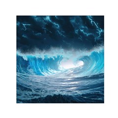 Thunderstorm Storm Tsunami Waves Ocean Sea Square Satin Scarf (30  X 30 ) by Ravend