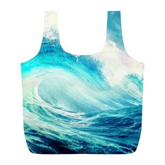 Tsunami Waves Ocean Sea Nautical Nature Water Nature Full Print Recycle Bag (l) by Ravend