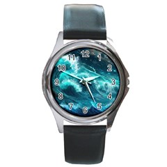 Thunderstorm Tsunami Tidal Wave Ocean Waves Sea Round Metal Watch