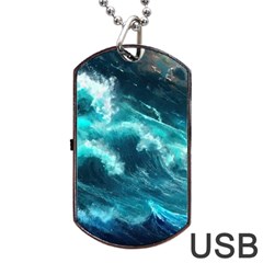 Thunderstorm Tsunami Tidal Wave Ocean Waves Sea Dog Tag Usb Flash (one Side)