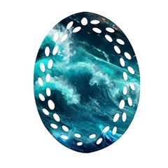 Thunderstorm Tsunami Tidal Wave Ocean Waves Sea Ornament (oval Filigree)