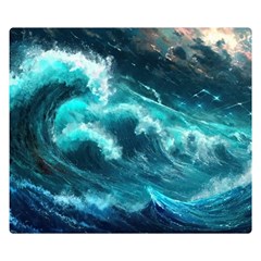 Thunderstorm Tsunami Tidal Wave Ocean Waves Sea Premium Plush Fleece Blanket (small)