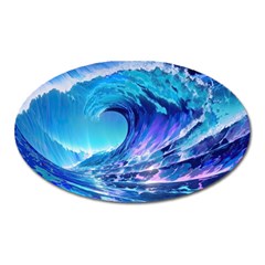 Tsunami Tidal Wave Ocean Waves Sea Nature Water Blue Oval Magnet