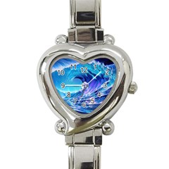 Tsunami Tidal Wave Ocean Waves Sea Nature Water Blue Heart Italian Charm Watch