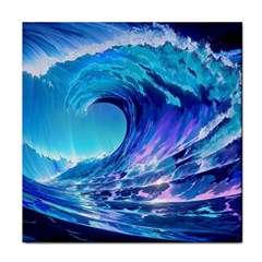 Tsunami Tidal Wave Ocean Waves Sea Nature Water Blue Face Towel by Ravend