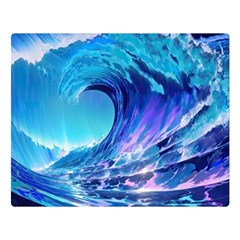 Tsunami Tidal Wave Ocean Waves Sea Nature Water Blue Premium Plush Fleece Blanket (large) by Ravend