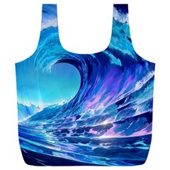 Tsunami Tidal Wave Ocean Waves Sea Nature Water Blue Full Print Recycle Bag (xxxl)