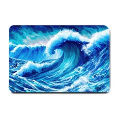 Tsunami Tidal Wave Ocean Waves Sea Nature Water Blue Painting Small Doormat