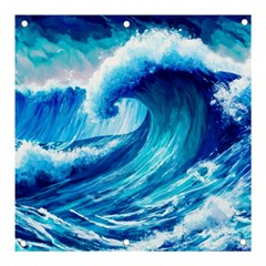 Tsunami Tidal Wave Ocean Waves Sea Nature Water Blue Painting Banner and Sign 3  x 3 