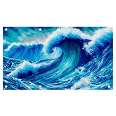 Tsunami Tidal Wave Ocean Waves Sea Nature Water Blue Painting Banner and Sign 7  x 4 