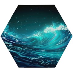 Tsunami Waves Ocean Sea Nautical Nature Water Wooden Puzzle Hexagon