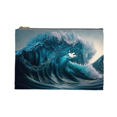 Tsunami Waves Ocean Sea Water Rough Seas 3 Cosmetic Bag (large)