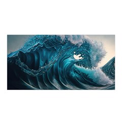 Tsunami Waves Ocean Sea Water Rough Seas 3 Satin Wrap 35  X 70 