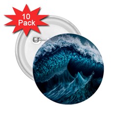 Tsunami Waves Ocean Sea Water Rough Seas 6 2 25  Buttons (10 Pack) 