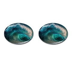 Tsunami Waves Ocean Sea Water Rough Seas 2 Cufflinks (oval)