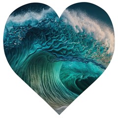 Tsunami Waves Ocean Sea Water Rough Seas 2 Wooden Puzzle Heart