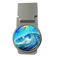 Tsunami Waves Ocean Sea Nautical Nature Water Painting Money Clips (Round) 