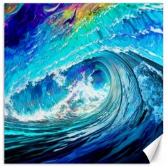 Tsunami Waves Ocean Sea Nautical Nature Water Painting Canvas 20  X 20 