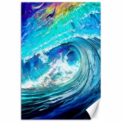 Tsunami Waves Ocean Sea Nautical Nature Water Painting Canvas 20  X 30  by Ravend