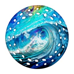 Tsunami Waves Ocean Sea Nautical Nature Water Painting Ornament (round Filigree)