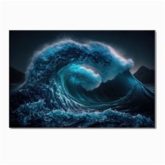 Tsunami Waves Ocean Sea Water Rough Seas 4 Postcards 5  X 7  (pkg Of 10) by Ravend