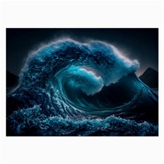 Tsunami Waves Ocean Sea Water Rough Seas 4 Large Glasses Cloth (2 Sides)